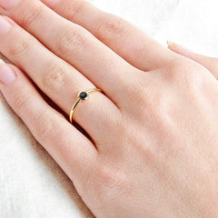 Black Tourmaline Silver, Gold or Rose Gold Ring by Tiny Rituals - A Girl's Gotta Spa!