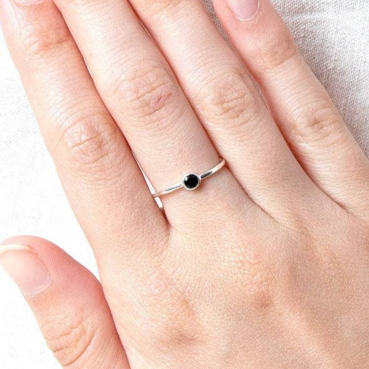 Black Tourmaline Silver, Gold or Rose Gold Ring by Tiny Rituals - A Girl's Gotta Spa!