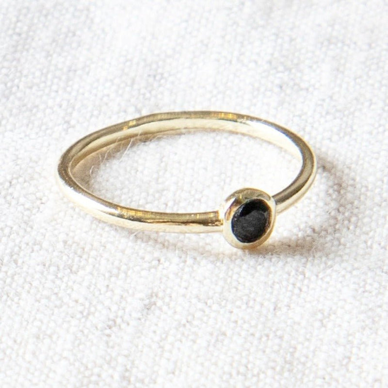 Black Tourmaline Silver, Gold or Rose Gold Ring by Tiny Rituals - A Girl's Gotta Spa!