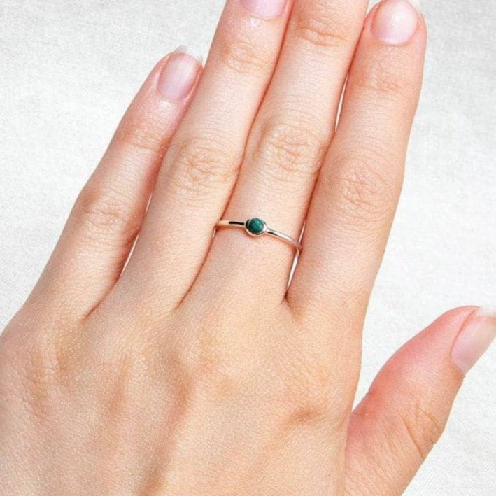 Genuine Malachite Silver, Gold or Rose Gold Ring by Tiny Rituals - A Girl's Gotta Spa!