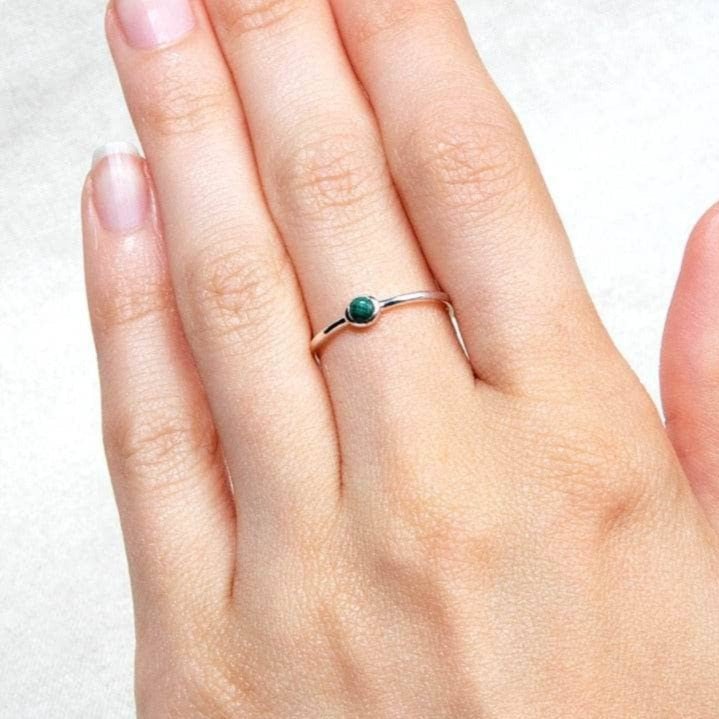 Genuine Malachite Silver, Gold or Rose Gold Ring by Tiny Rituals - A Girl's Gotta Spa!