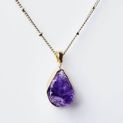 Amethyst Raw Crystal Silver Necklace by Tiny Rituals - A Girl's Gotta Spa!