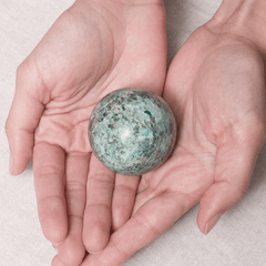 Chrysocolla Sphere with Tripod by Tiny Rituals - A Girl's Gotta Spa!