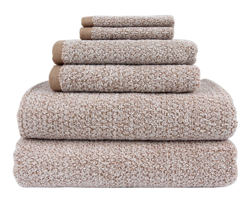Diamond Jacquard Towels 6 Piece Bath Towel Set, Khaki (Light Brown) Recycled by Everplush - A Girl's Gotta Spa!