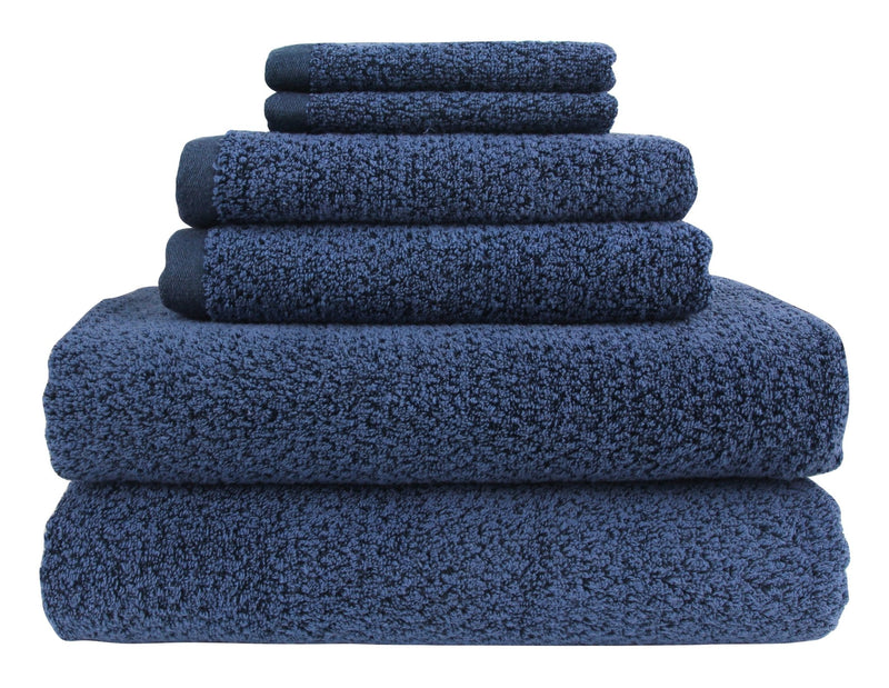 Diamond Jacquard Towels 6 Piece Bath Towel Set, Navy Blue Recycled by Everplush - A Girl's Gotta Spa!