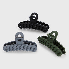 Eco-friendly Chain Claw Clip 3pc Set - Black Moss by KITSCH - A Girl's Gotta Spa!