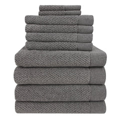 Hokime Ribbed Towels, Bath Towel Set - 10 Piece, Shitake Grey by The Everplush Company - A Girl's Gotta Spa!