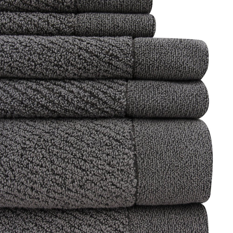 Hokime Ribbed Towels, Bath Towel Set - 6 Piece, Shitake Grey by The Everplush Company - A Girl's Gotta Spa!