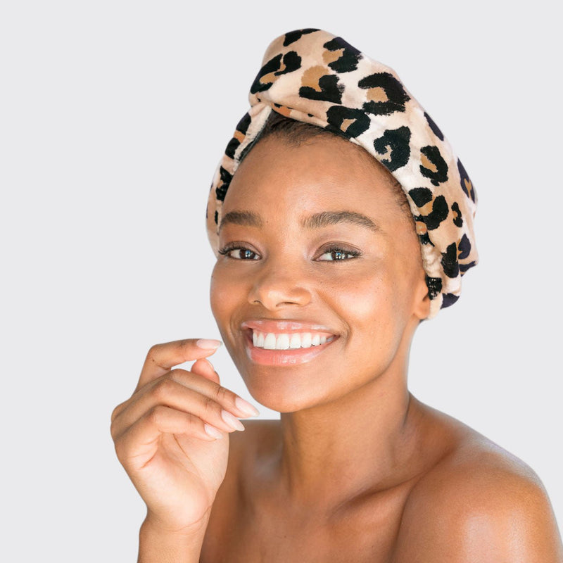 Microfiber Hair Towel in Leopard by KITSCH - A Girl's Gotta Spa!