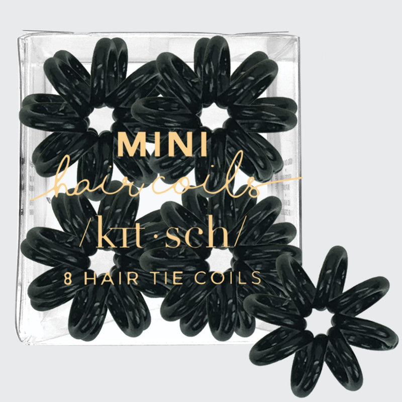 Mini Spiral Hair Ties 8 Pack - Black by KITSCH - A Girl's Gotta Spa!