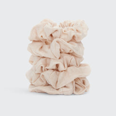 Organic Cotton Knit Scrunchies 5pc - Cream by KITSCH - A Girl's Gotta Spa!