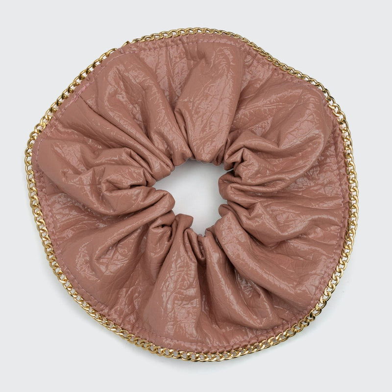Patent Scrunchie with Chain - Blush by KITSCH - A Girl's Gotta Spa!