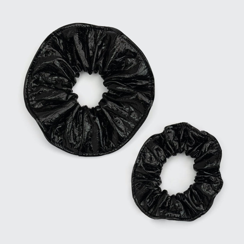 Plain Patent Scrunchie 2pc Set - Black by KITSCH - A Girl's Gotta Spa!