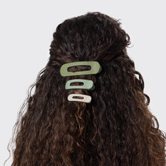 Recycled Plastic Matte Flat Lay Claw Clip Flat 3pc - Eucalyptus by KITSCH - A Girl's Gotta Spa!