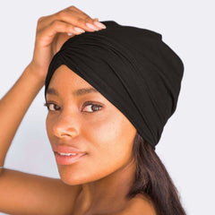 Satin Lined Jersey Bonnet - Black by KITSCH - A Girl's Gotta Spa!