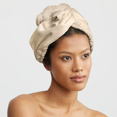 Satin-Wrapped Hair Towel - Champagne by KITSCH - A Girl's Gotta Spa!