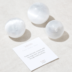 Selenite Sphere with Tripod by Tiny Rituals - A Girl's Gotta Spa!