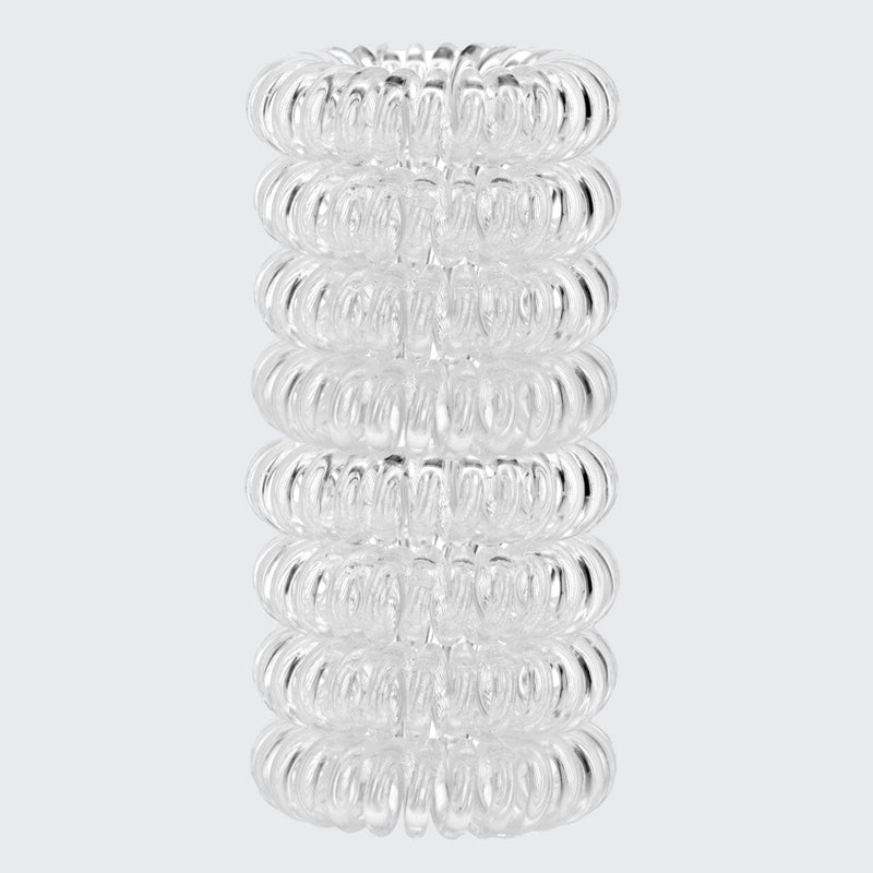 Spiral Hair Ties 8 Pack - Clear by KITSCH - A Girl's Gotta Spa!